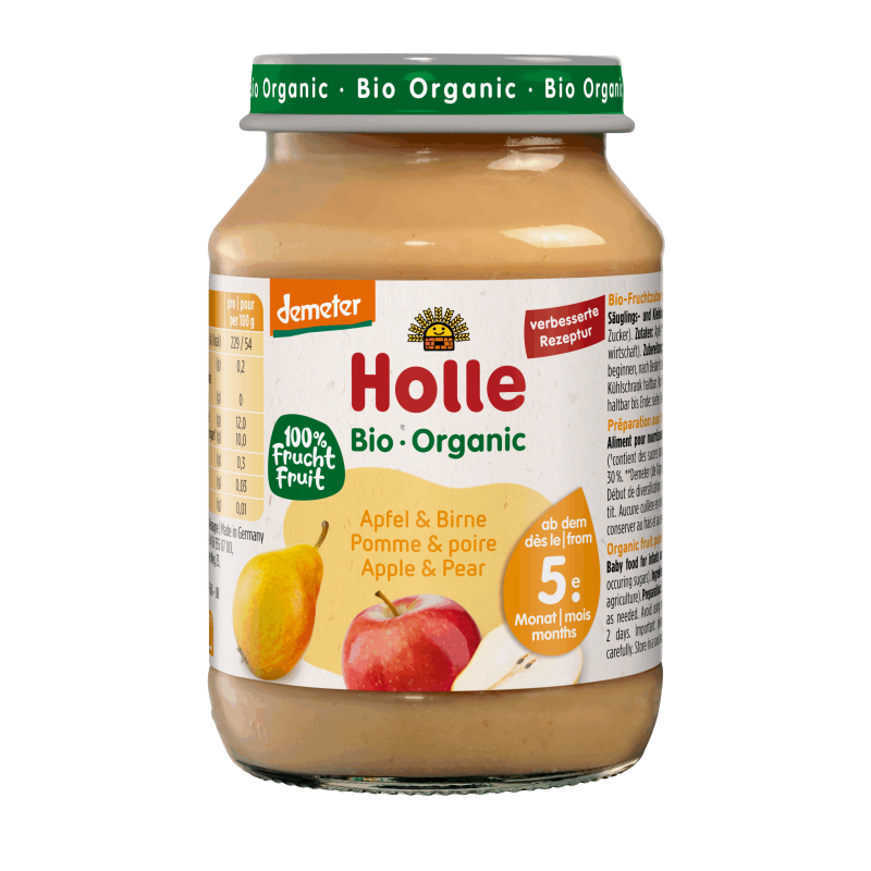 Pomme poire bébé 190g bio Demeter – Holle Holle  dans votre magasin bio en ligne Etiketbio.eu