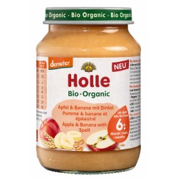 Pomme banane épeautre bébé 190g Demeter – Holle Holle  dans votre magasin bio en ligne Etiketbio.eu