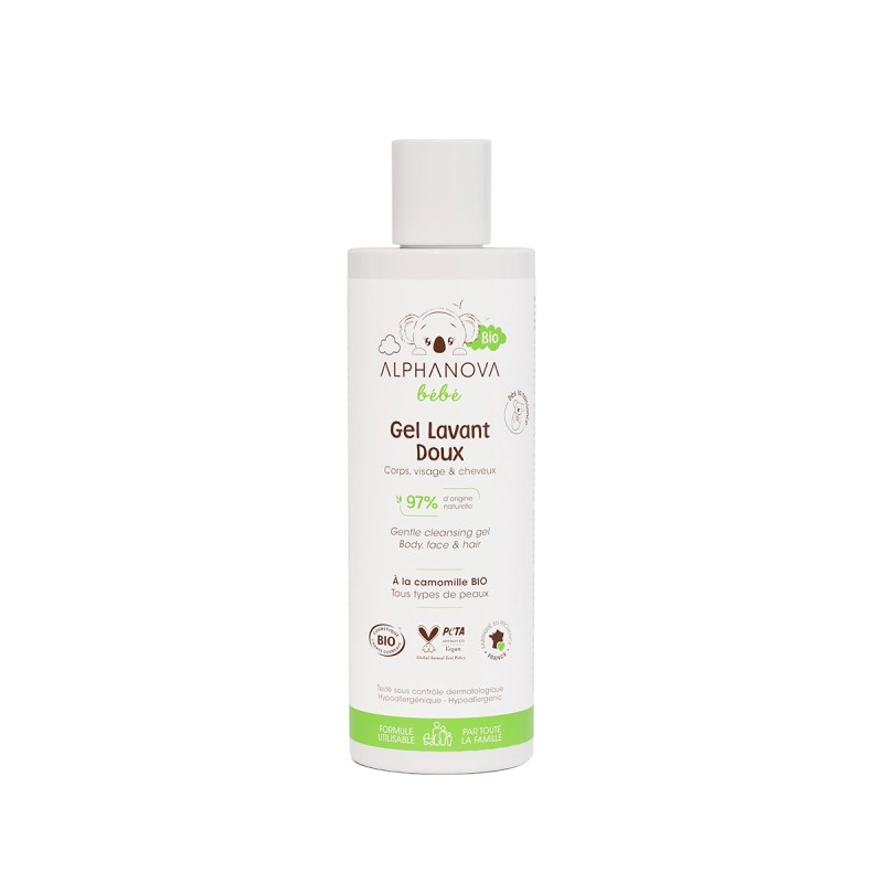 Gel lavant doux bébé bio 200 ml – Alphanova Alphanova  dans votre magasin bio en ligne Etiketbio.eu