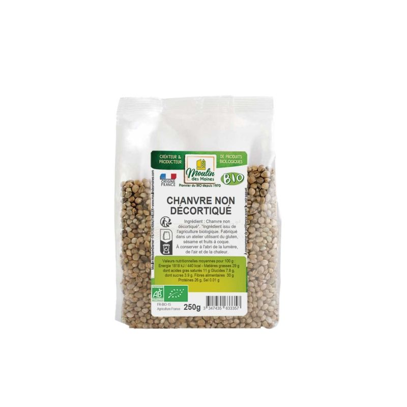 Graines de chanvre 250g bio - Moulin des Moines Moulin des Moines  dans votre magasin bio en ligne Etiketbio.eu