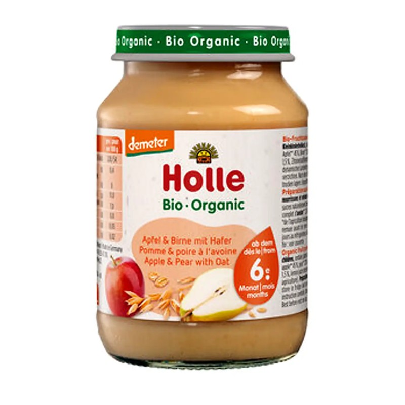 Petit pot pomme poire avoine 190g bio – Holle Holle  dans votre magasin bio en ligne Etiketbio.eu