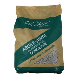Argile verte concassée 1kg – Montmorillonite Ciel d’Azur Ciel d'azur  dans votre magasin bio en ligne Etiketbio.eu