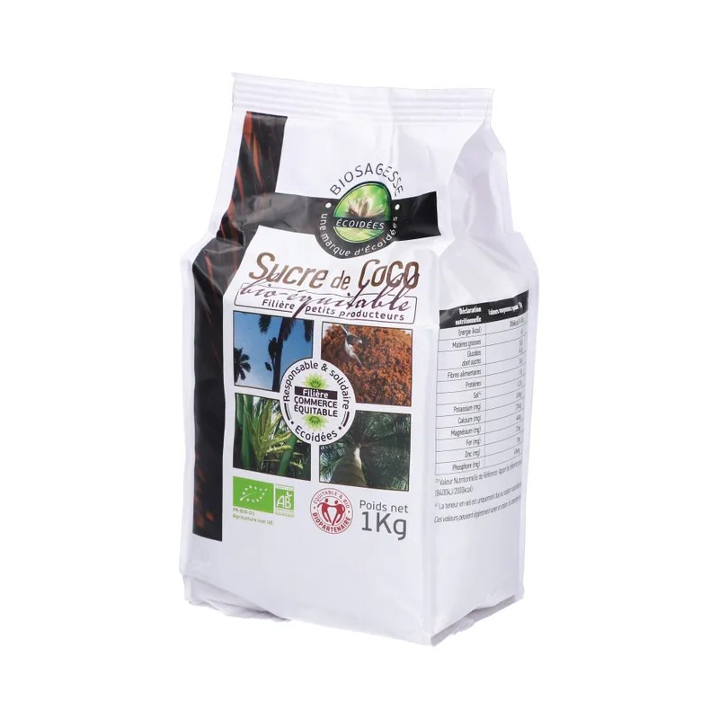 Sucre de coco 1kg bio équitable – Écoidées Ecoidées  dans votre magasin bio en ligne Etiketbio.eu