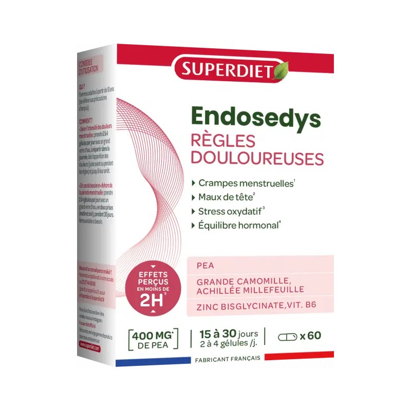 Règles douloureuses 60 gélules - Endosedys Superdiet Super Diet  dans votre magasin bio en ligne Etiketbio.eu