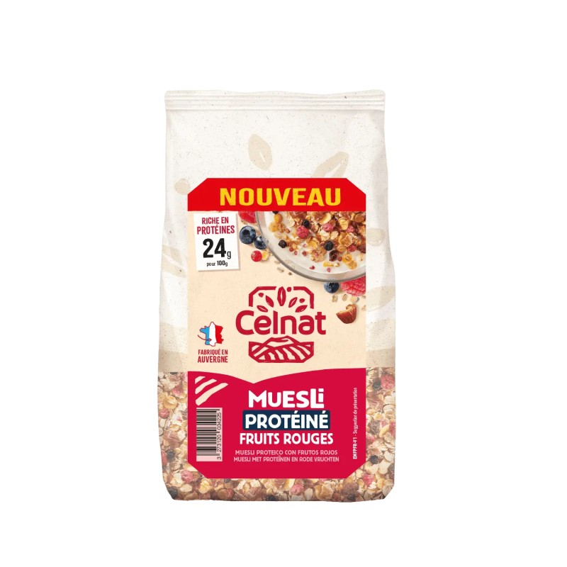 Muesli protéiné fruits rouges bio 375g – Celnat Celnat  dans votre magasin bio en ligne Etiketbio.eu