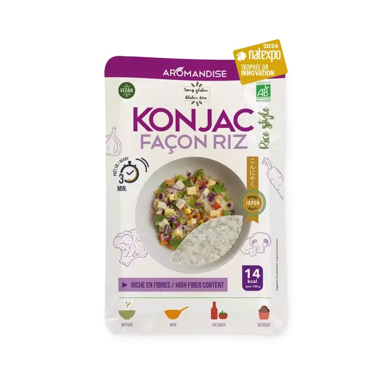 Konjac façon riz bio 150g - Aromandise Aromandise  dans votre magasin bio en ligne Etiketbio.eu
