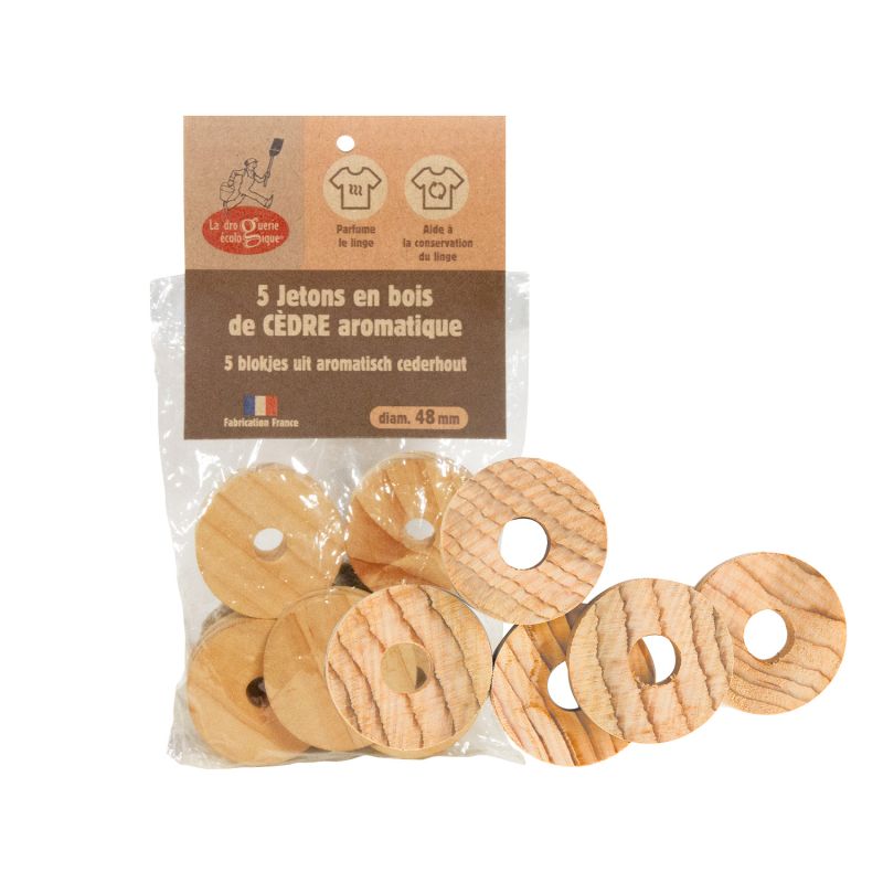 Jetons cèdre anti-mites x5 – La Droguerie Éco La Droguerie Écologique  dans votre magasin bio en ligne Etiketbio.eu