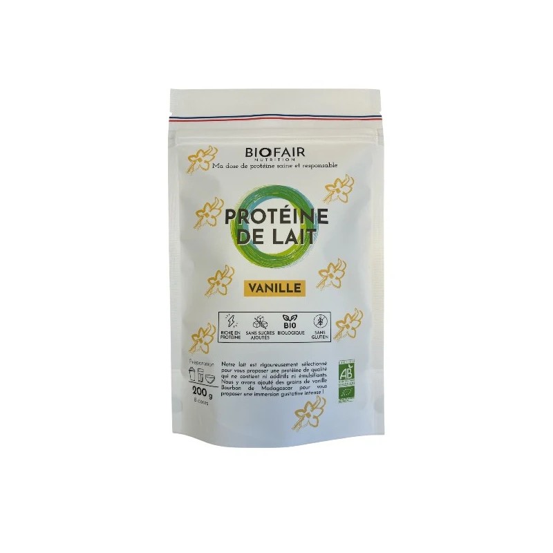 Protéine lait vanille 200g bio – Biofair   dans votre magasin bio en ligne Etiketbio.eu