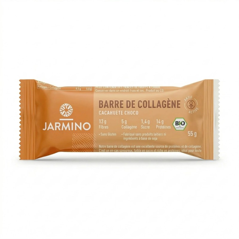Barre collagène cacahuète Jarmino 55g   dans votre magasin bio en ligne Etiketbio.eu