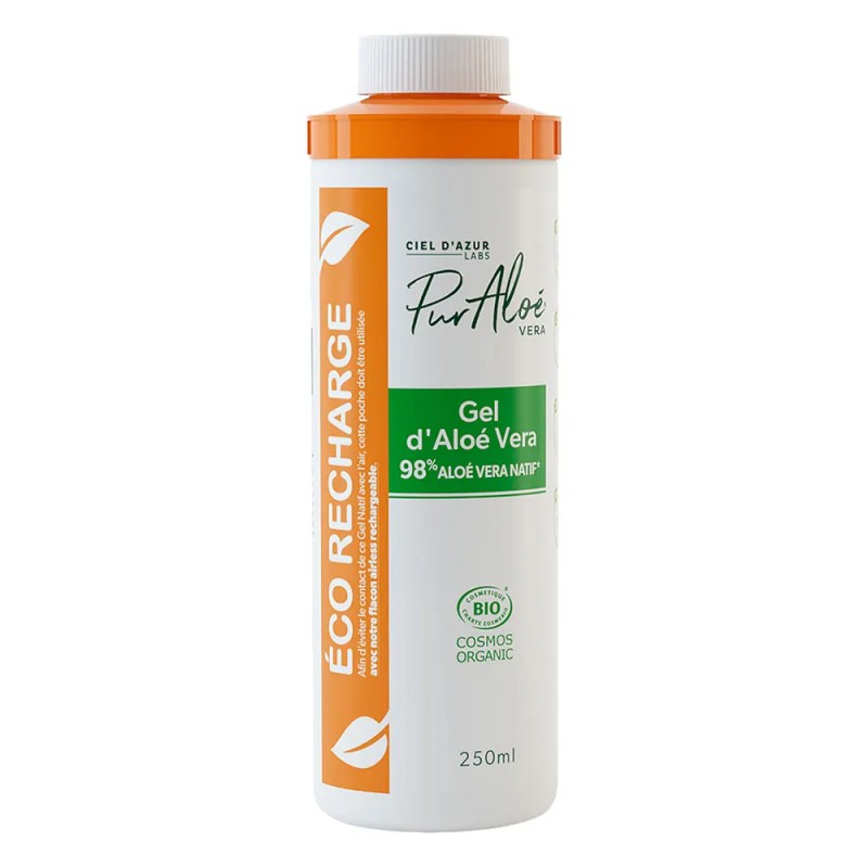 Recharge gel aloe vera 98% bio 250 ml - Pur’Aloé Puraloé  dans votre magasin bio en ligne Etiketbio.eu