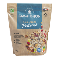 Muesli Protéiné Soja Fruits Favrichon 450g Favrichon  dans votre magasin bio en ligne Etiketbio.eu
