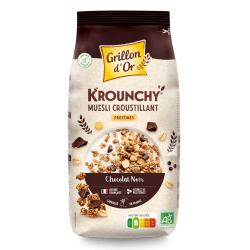 Krounchy chocolat protéines bio 500g Grillon d’Or Grillon d'Or  dans votre magasin bio en ligne Etiketbio.eu