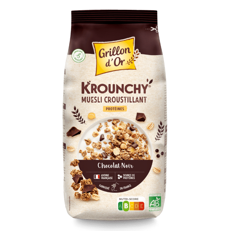 Krounchy chocolat protéines bio 500g Grillon d’Or Grillon d'Or  dans votre magasin bio en ligne Etiketbio.eu