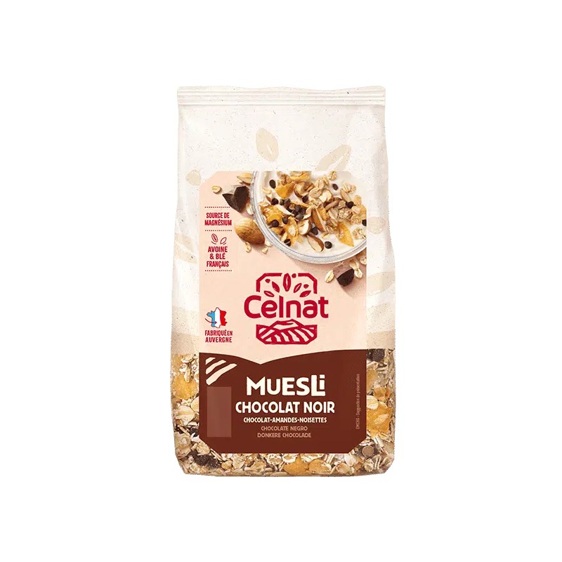 Muesli chocolat noir bio 375g Celnat Celnat  dans votre magasin bio en ligne Etiketbio.eu