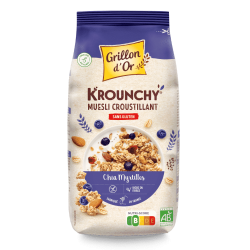Krounchy chia myrtilles bio 500g Grillon d’Or Grillon d'Or  dans votre magasin bio en ligne Etiketbio.eu