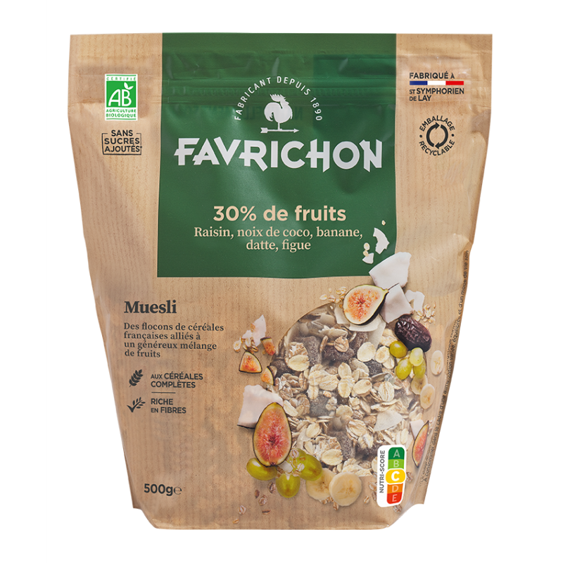 Muesli 30% fruits bio 500g Favrichon Favrichon  dans votre magasin bio en ligne Etiketbio.eu