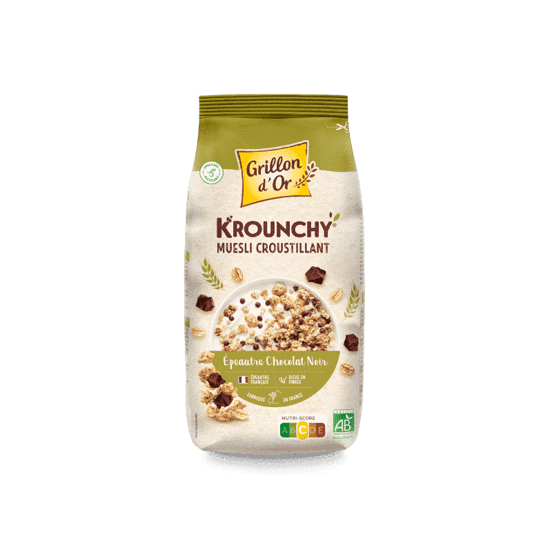 Krounchy épeautre chocolat 500g Grillon d’Or Grillon d'Or  dans votre magasin bio en ligne Etiketbio.eu