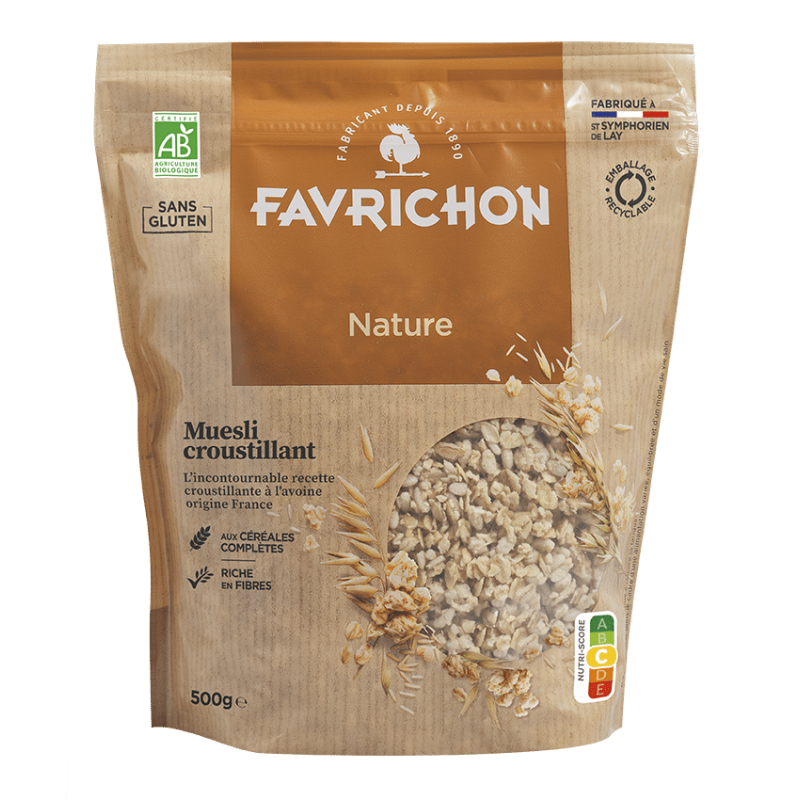 Muesli croustillant nature bio 500g Favrichon