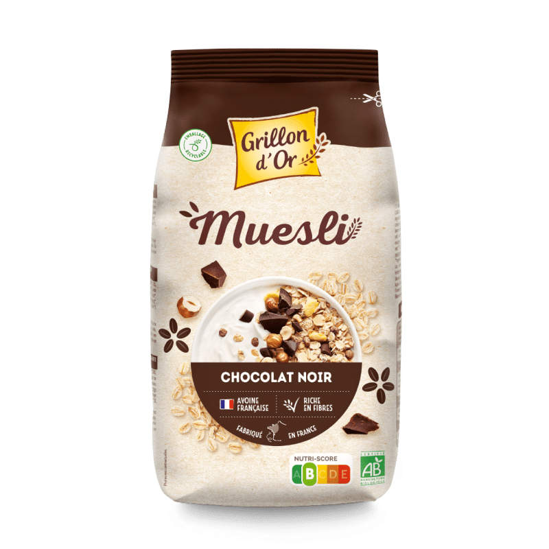 Muesli chocolat noir bio 500g Grillon d’Or Grillon d'Or  dans votre magasin bio en ligne Etiketbio.eu
