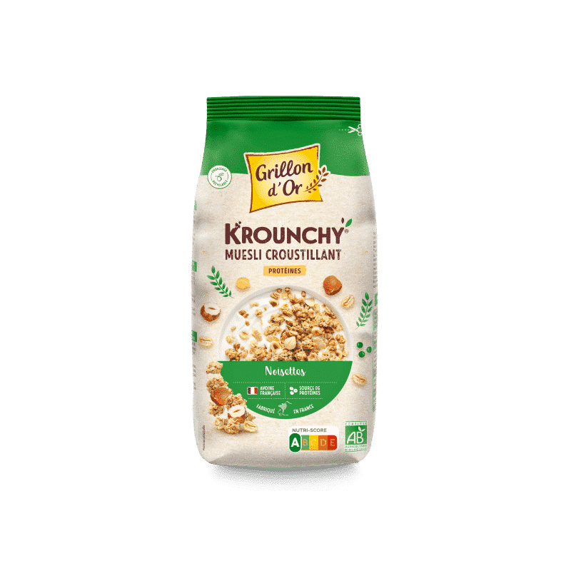 Krounchy noisettes protéines 500g Grillon d’Or Grillon d'Or  dans votre magasin bio en ligne Etiketbio.eu