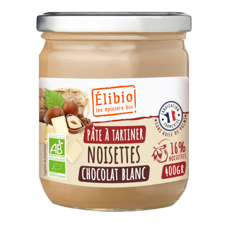 Pâte à tartiner chocolat blanc bio 400g Élibio Elibio  dans votre magasin bio en ligne Etiketbio.eu