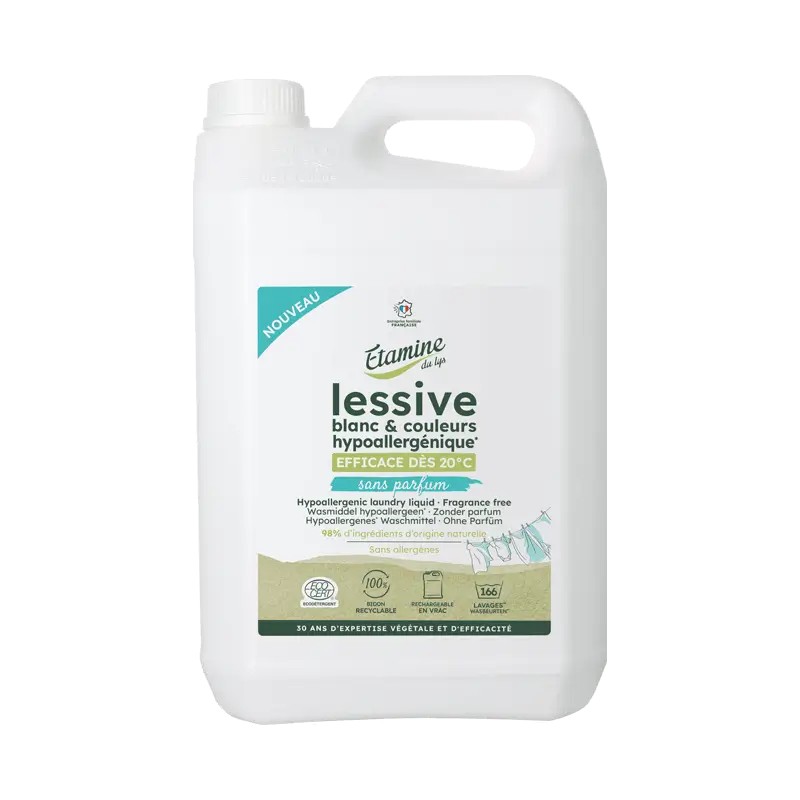 Lessive hypoallergénique sans parfum 5L - Étamine du Lys Etamine du Lys  dans votre magasin bio en ligne Etiketbio.eu