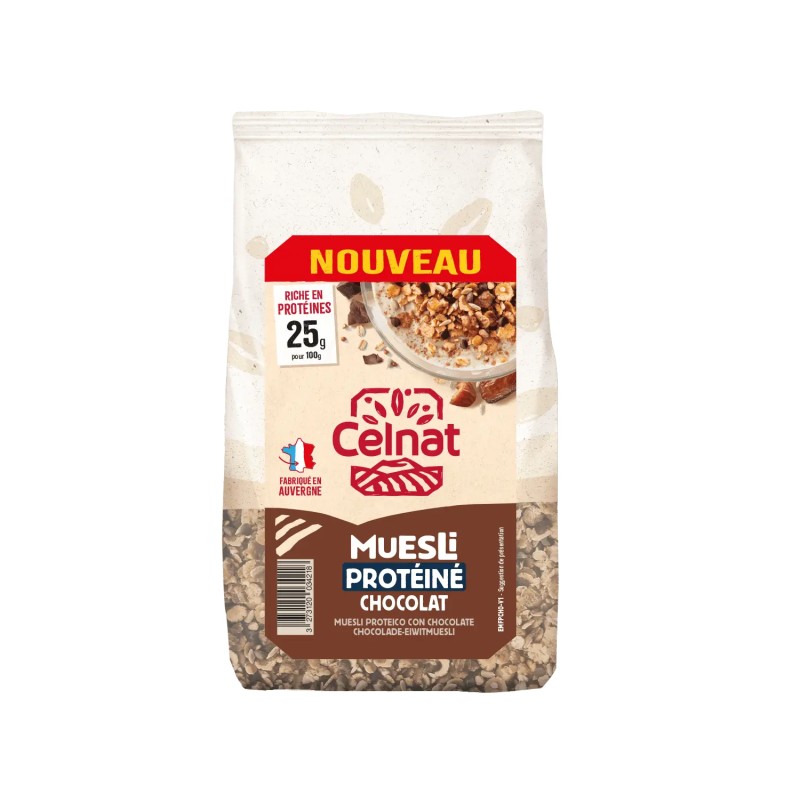 Muesli protéiné chocolat bio 375g – Celnat Celnat  dans votre magasin bio en ligne Etiketbio.eu