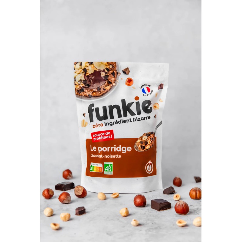 Porridge chocolat noisette Funkie 280g Funkie  dans votre magasin bio en ligne Etiketbio.eu