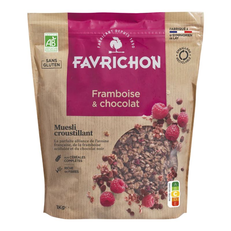 Muesli chocolat framboise Favrichon 1kg Favrichon  dans votre magasin bio en ligne Etiketbio.eu