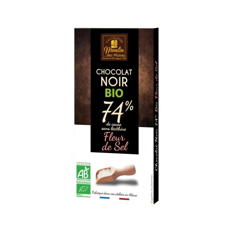 Chocolat noir fleur de sel 100g Moulin des Moines