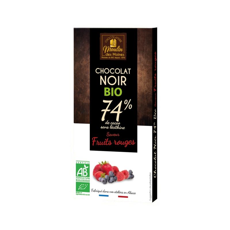Chocolat noir fruits des bois 100gr Moulin des Moines Moulin des Moines  dans votre magasin bio en ligne Etiketbio.eu