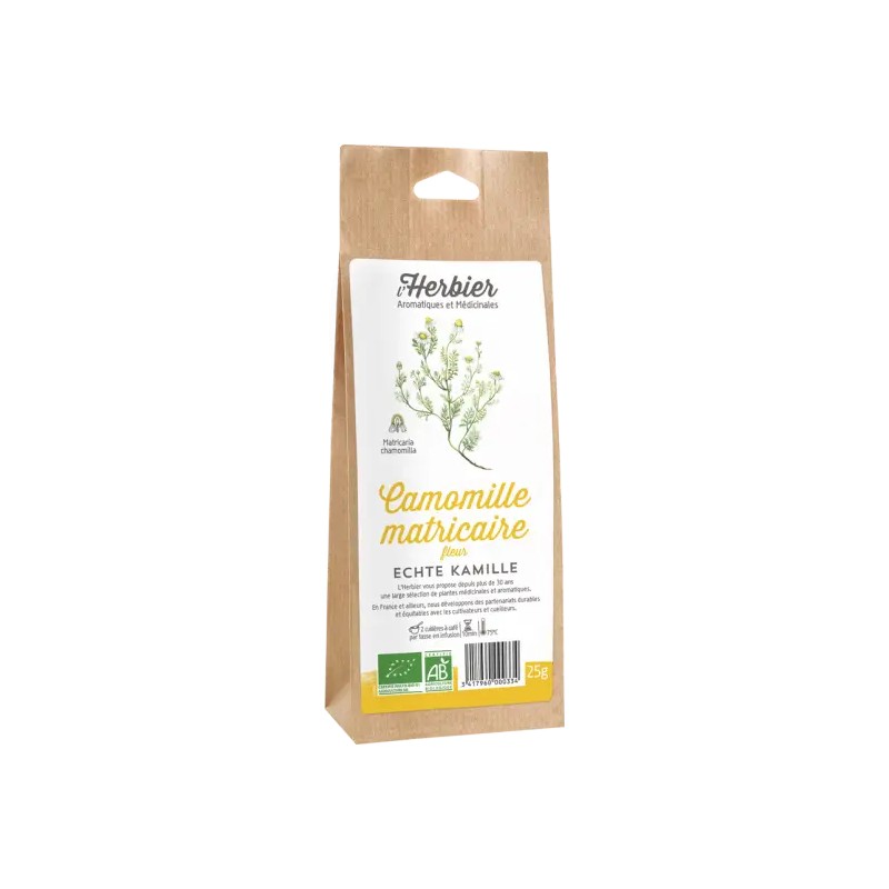 Camomille matricaire L’Herbier 25g Herbier de France  dans votre magasin bio en ligne Etiketbio.eu