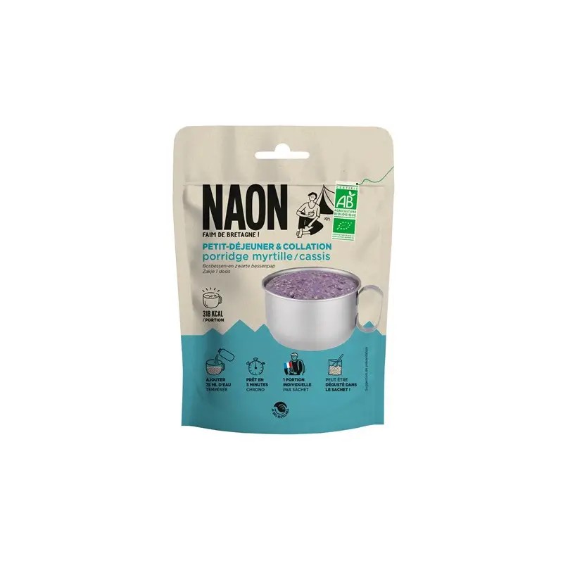Porridge Myrtille Cassis Bio 85g – Naon Naon  dans votre magasin bio en ligne Etiketbio.eu