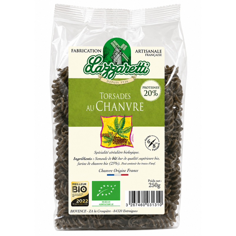 Torsades au chanvre bio 250g – Lazzaretti Lazaretti  dans votre magasin bio en ligne Etiketbio.eu