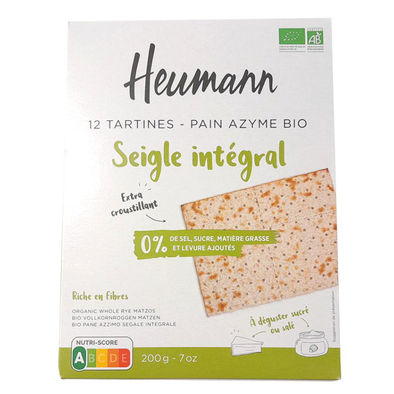 Pain azyme seigle intégral bio 200g Heumann   dans votre magasin bio en ligne Etiketbio.eu