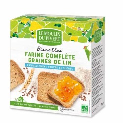 Biscottes complètes lin bio 270g Moulin du Pivert Moulin du Pivert  dans votre magasin bio en ligne Etiketbio.eu