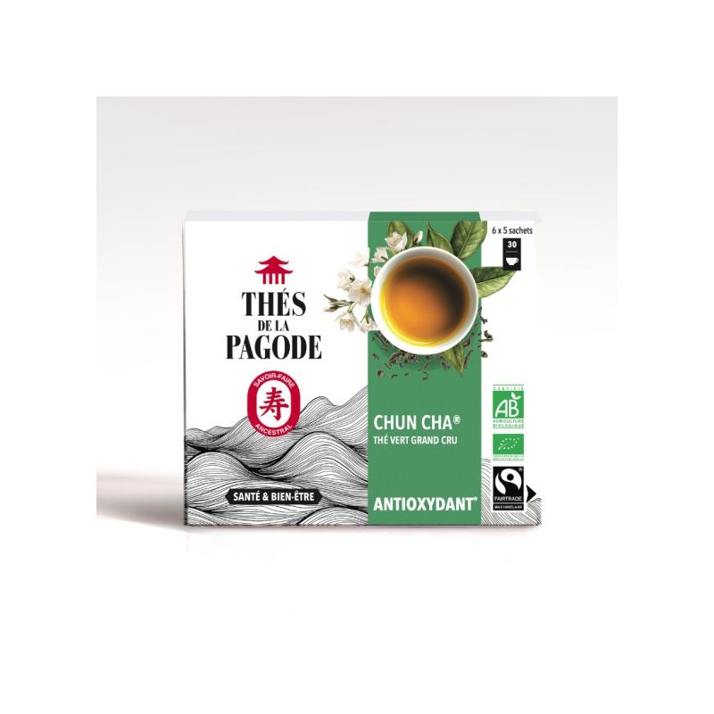 Thé Chun Cha Pagode 30 infusettes Les Thés de la Pagode  dans votre magasin bio en ligne Etiketbio.eu