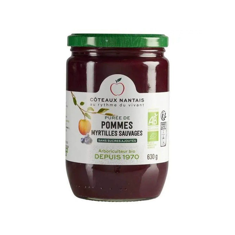Purée pomme myrtille 630g bio Côteaux Nantais Coteaux Nantais  dans votre magasin bio en ligne Etiketbio.eu