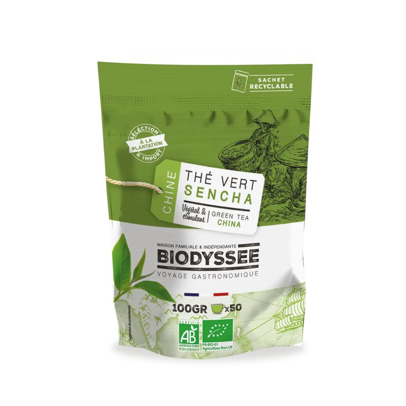 Thé vert Sencha Biodyssée 100g Biodyssée  dans votre magasin bio en ligne Etiketbio.eu