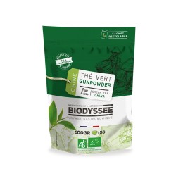 Thé vert Gunpowder Biodyssée 100g Biodyssée  dans votre magasin bio en ligne Etiketbio.eu