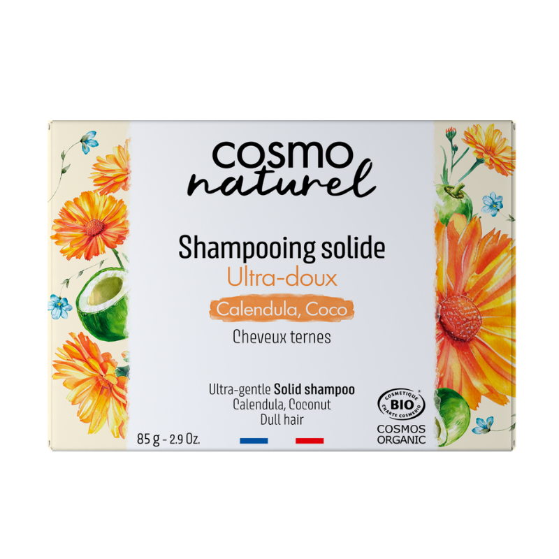 Shampooing solide ultra doux calendula bio 85g Cosmo Naturel  dans votre magasin bio en ligne Etiketbio.eu