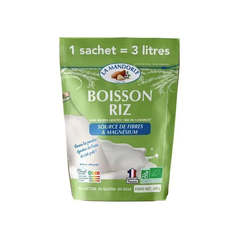 Boisson riz en poudre bio 240g La Mandorle La Mandorle  dans votre magasin bio en ligne Etiketbio.eu