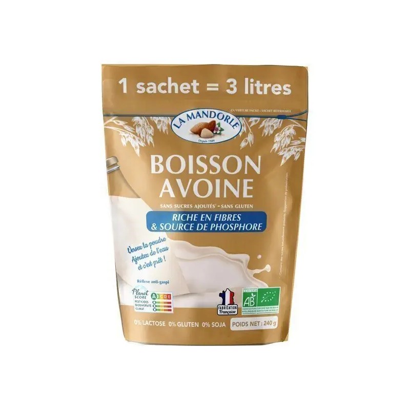 Boisson avoine en poudre bio 240g La Mandorle La Mandorle  dans votre magasin bio en ligne Etiketbio.eu