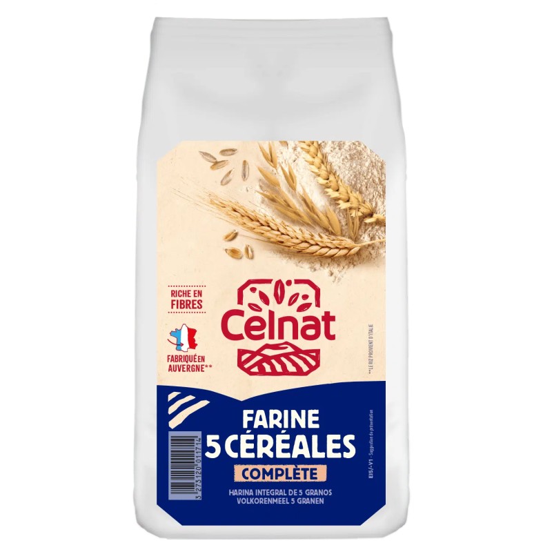 Farine 5 Céréales Bio Celnat 1kg Celnat bio  dans votre magasin bio en ligne Etiketbio.eu