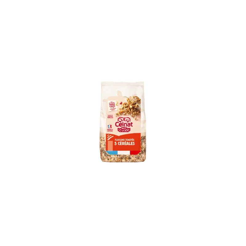 Flocons 5 Céréales Toastés Celnat 500g Celnat bio  dans votre magasin bio en ligne Etiketbio.eu