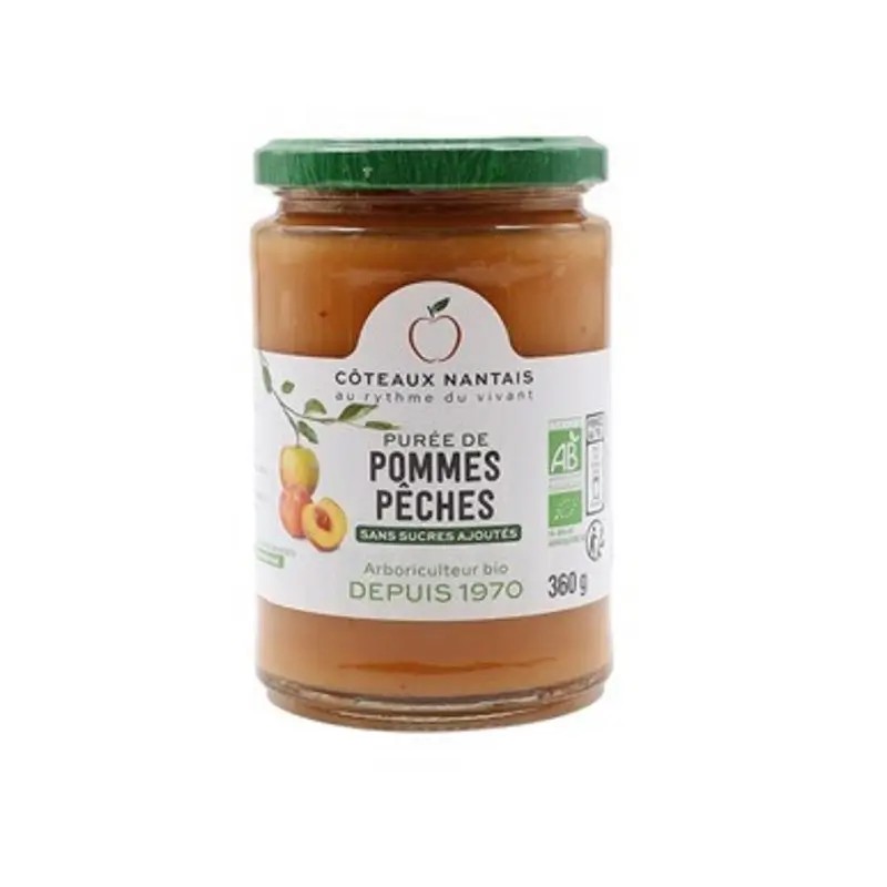 Purée pomme pêche bio 360g - Côteaux Nantais Coteaux Nantais  dans votre magasin bio en ligne Etiketbio.eu
