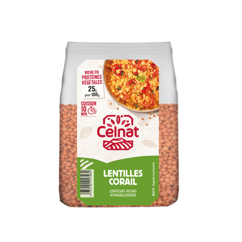 Lentilles corail bio Celnat 500g Celnat bio  dans votre magasin bio en ligne Etiketbio.eu