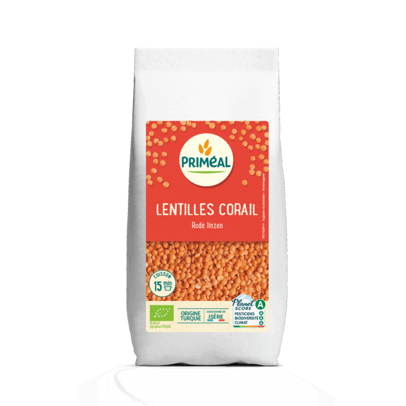LENTILLES CORAIL 500G Priméal  dans votre magasin bio en ligne Etiketbio.eu