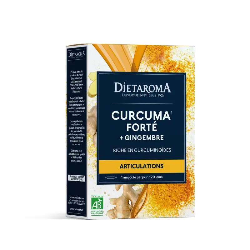 Curcuma Gingembre bio 20 ampoules Dietaroma Dietaroma  dans votre magasin bio en ligne Etiketbio.eu