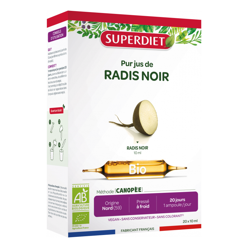 Radis Noir Bio Superdiet 20 ampoules Super Diet  dans votre magasin bio en ligne Etiketbio.eu
